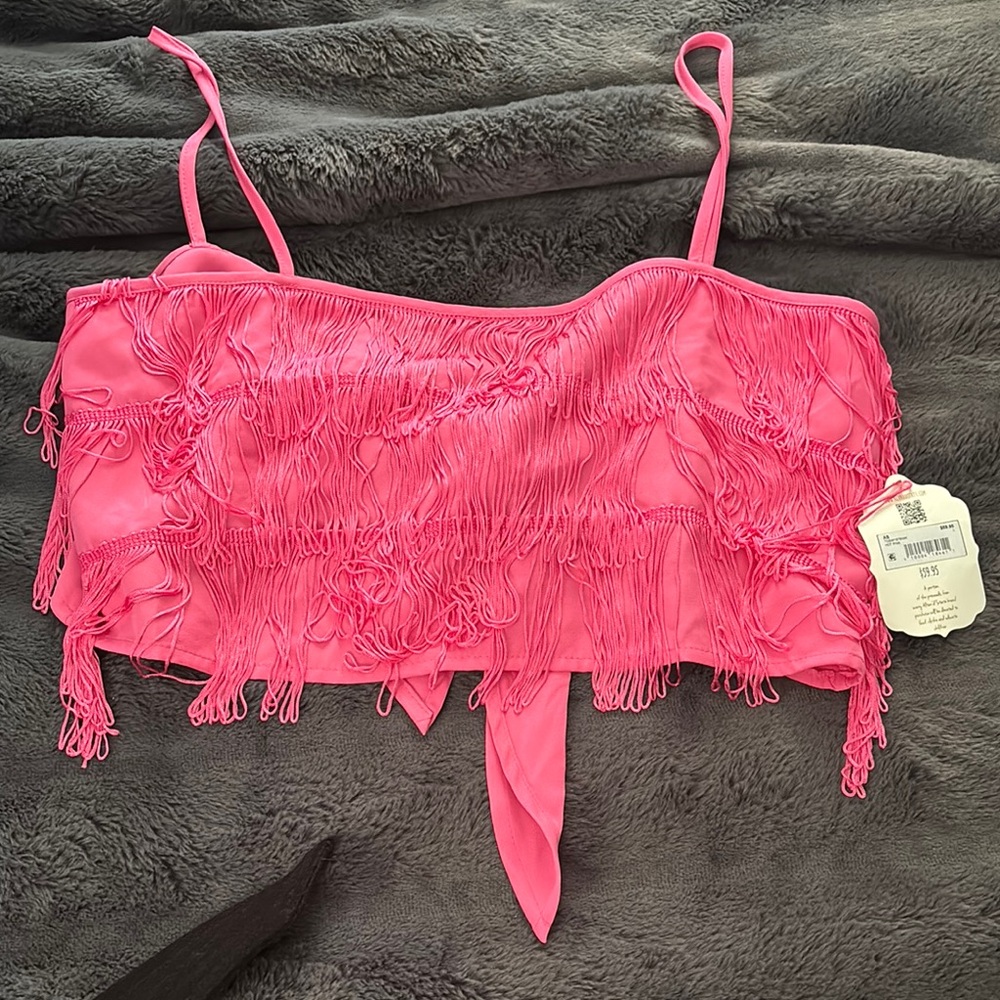 Altar'd State Pink Embellished Tie Front Camisole